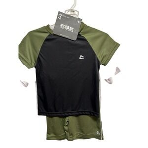 NWT RBX Boys 3 Piece Activewear Set Size 4 Olive Green Black White SSB480087